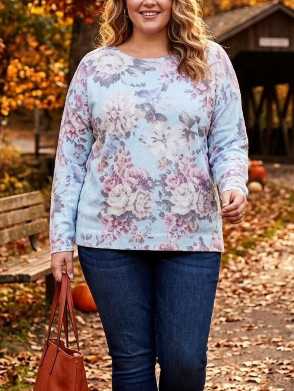 Sparkling Floral Soft Sweater Ptp 24" L 25"